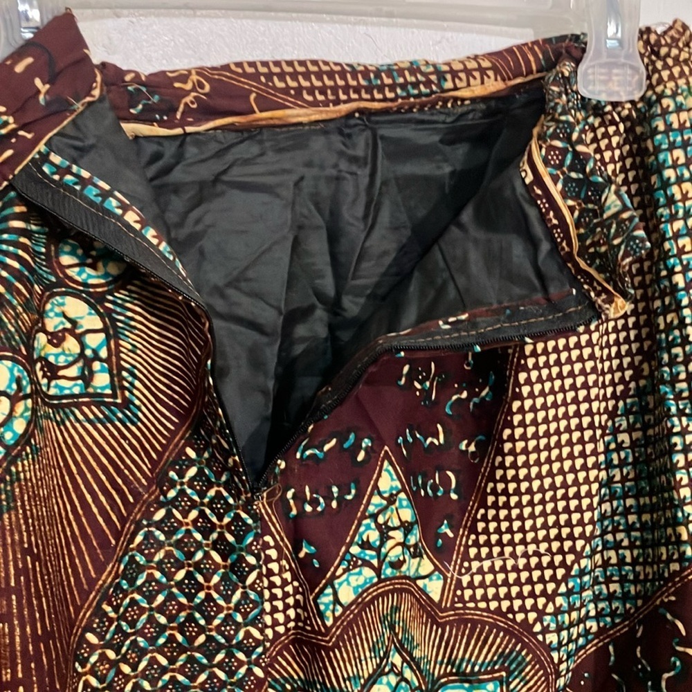 Batik handmade skirt with Mandela vintage fabric size Large hippy boho original - Picture 11 of 12